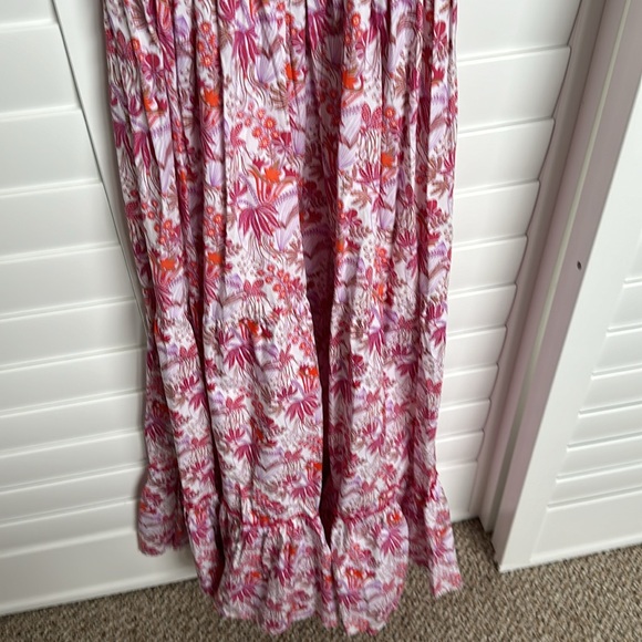Lusana Pink Floral Cotton Midi Dress Size Medium 4-6 - Picture 7 of 8